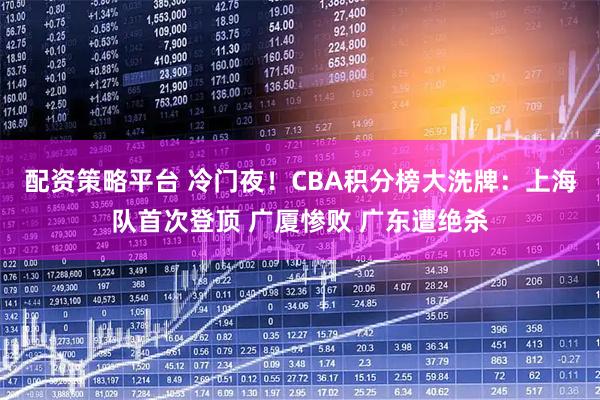 配资策略平台 冷门夜！CBA积分榜大洗牌：上海队首次登顶 广厦惨败 广东遭绝杀